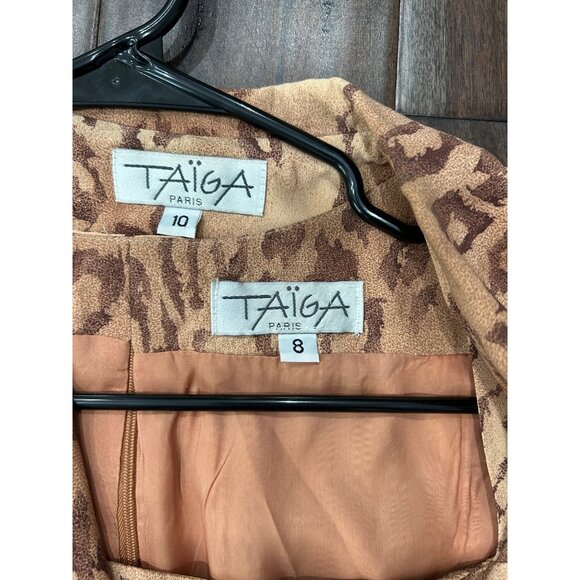 Vintage Taiga Paris Leopard Print Blazer Top Set Womens Size 10 - Picture 8 of 13